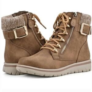 Cliffs White Mountain Hearten Boots 9 Tan NWT Vegan Leather Lace Combat Comfort